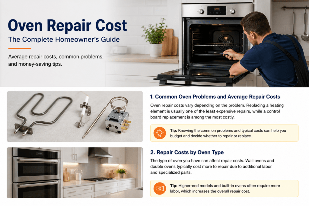 Technician replacing the heating element inside a built-in electric oven.
