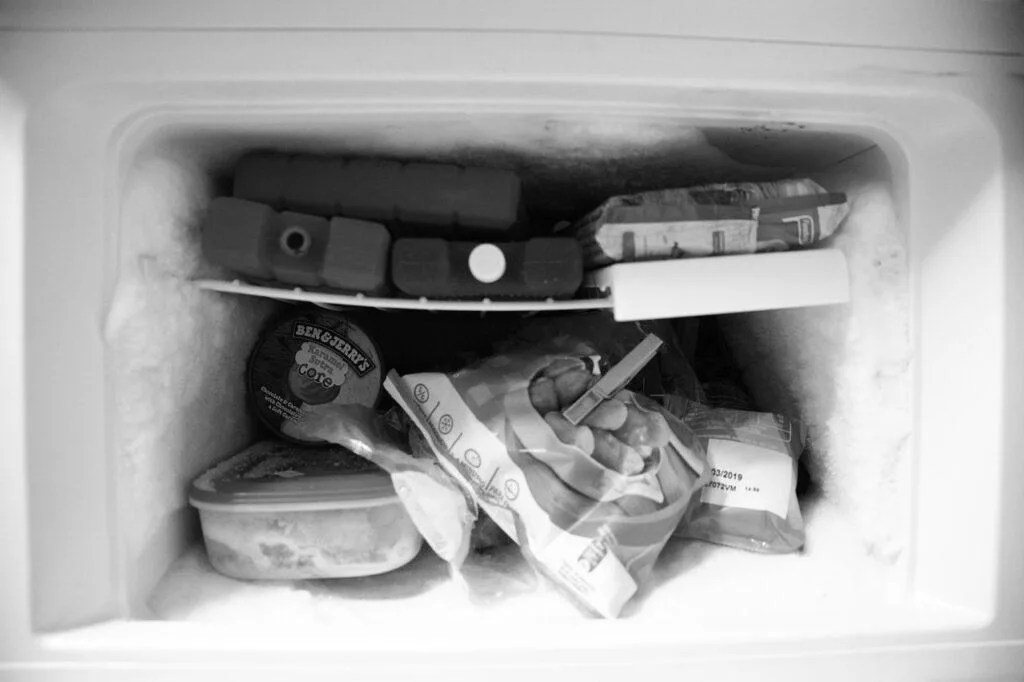 frost buildup in a freezer